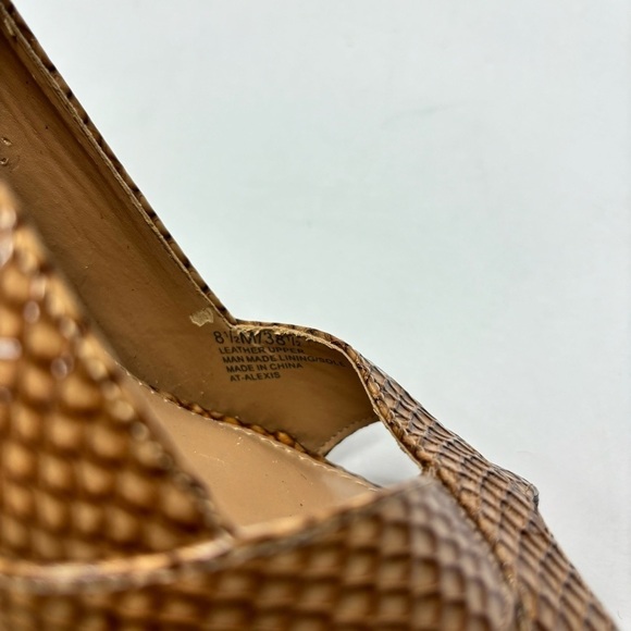 ARTURO CHIANG Alexis Snakeskin Leather Peep Toe Pumps Size 8.5 - Picture 10 of 11